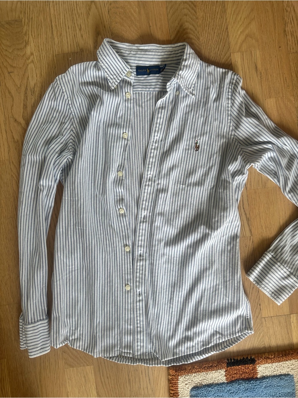 Ralph Lauren Blue & White Striped Button-Down Shirt